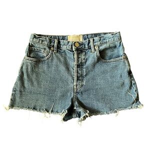 Everlane The Cheeky cut off denim short shorts with frayed hem and button fly